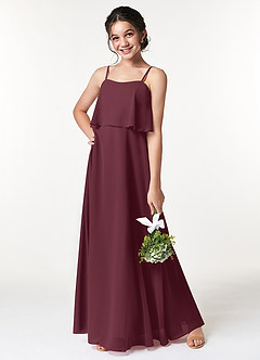 Azazie Izabella A-Line Ruched Chiffon Floor-Length Junior Bridesmaid Dress image6