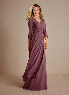 Azazie Mayfield Abiti per la Madre della Sposa Abito A-Line in Chiffon Plissettato Sangria image2