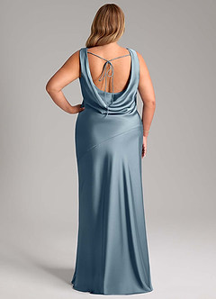 Azazie Rylina Bridesmaid Dresses Dusty Blue Mermaid Stretch Satin Dress image8