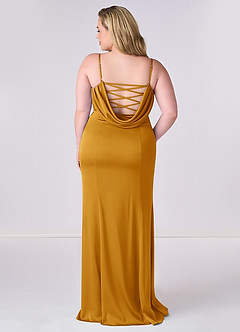 Barbie ♥ Azazie Bridesmaid Dresses Butterscotch Mermaid Corset Stretch Satin Dress image7