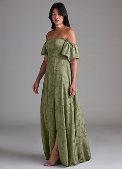 Azazie Sue Bridesmaid Dresses Pistachio A-Line Off the Shoulder Floral Burnout Convertible Dress image4