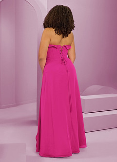 Barbie ♥ Azazie Robes de demoiselle d'honneur Robe Trapèze en Mousseline de soie Encolure en Forme de Cœur Barbie Rose image13