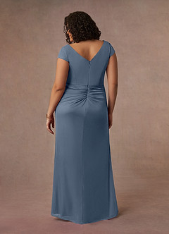 Azazie Roya vestidos de madre de la novia Vestido de Crepúsculo de Malla de Sirena con Cuello en V plisado image10