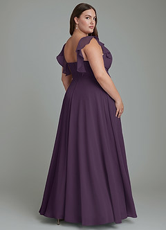 Azazie Leilani Brautjungfernkleider A-Linie Plissee Chiffon Kleid Pflaume image7