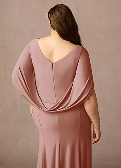 Azazie Bellona vestidos de madre de la novia Vestido de Rosa Polvorienta de Punto de lujo de Recto con Cuello barco image12