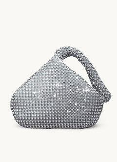 front Delicate Sparkling Rhinestone Zip Wrist Evening Bag