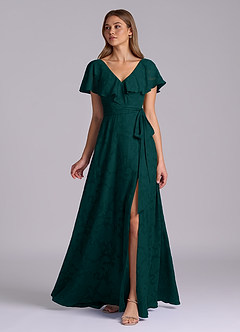 Azazie Lainey Vestidos de damas de honor Vestido de Pino de Devorado Floral de Corte en A con Con bolsillos image5