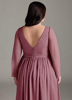 Azazie Teton Maternity Bridesmaid Dresses A-Line Long Sleeve Chiffon Floor-Length Dress image13