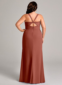 Azazie Mero Bridesmaid Dresses Auburn Sheath Pleated Chiffon Dress image10