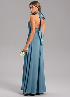 Azazie Tracie Bridesmaid Dresses Bermuda A-Line Side Slit Stretch Satin Dress image4
