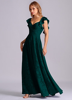 Azazie Leilani Bridesmaid Dresses Pine A-Line Sweetheart Neckline Floral Burnout Dress image4