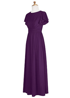 Azazie Mosley Junior Grape A-Line Ruched Mesh Dress image9