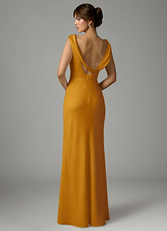 Azazie Kieryn Jurken voor bruidsmeisjes Jurk van Stretch Satijn met Zeemeermin Geplooid Boterbabbelaar image5