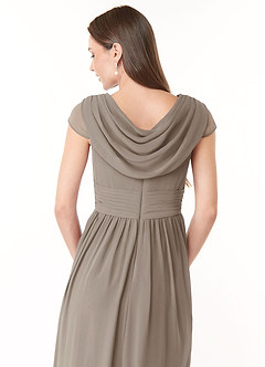 Azazie Organa Bridesmaid Dresses Taupe A-Line Pleated Chiffon Dress image6