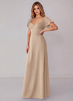 Azazie Fatima Bridesmaid Dresses Taupe A-Line with Pockets Chiffon Dress image4