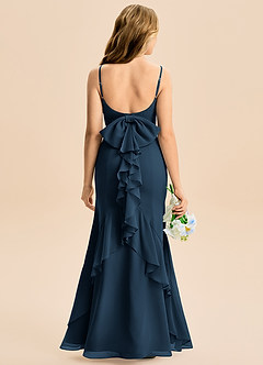 Azazie Lioren Junior Dark Navy Mermaid Bow Chiffon Dress image5