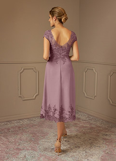 Azazie Terrano Mère de la mariée Robes Robe Trapèze en Dentelle Scoop Rose Poussiéreuse image3