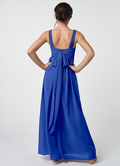 Azazie Kora Junior Royal Blue A-Line Pleated Chiffon Dress image2