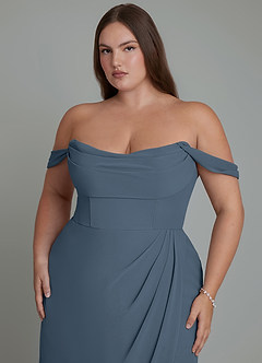 Azazie Johana Abiti da Damigella Abito Convertibile Sirena in Chiffon Spalle Scoperte Blu Nettuno image11