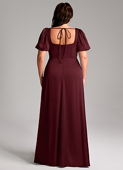 Azazie Fyona Robes de demoiselle d'honneur Robe Trapèze en Satin extensible Plissée Cabernet image9