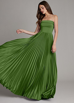 Azazie Mariana Brautjungfernkleider Eine Linie Plissee Stretch-Satin Kleid Basilikum image5