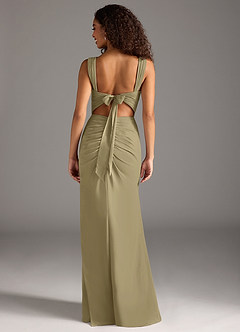 Azazie Jesaphine Bridesmaid Dresses Moss Green Sheath Bow Chiffon Dress image2
