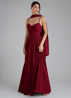 Azazie Alisha Bridesmaid Dresses Burgundy A-Line Corset Chiffon Dress image5