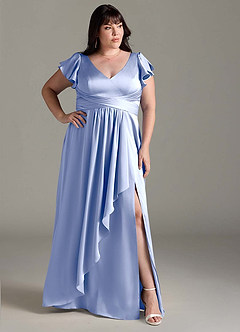Azazie Omari Bridesmaid Dresses Ice A-Line Stretch Satin Dress image10