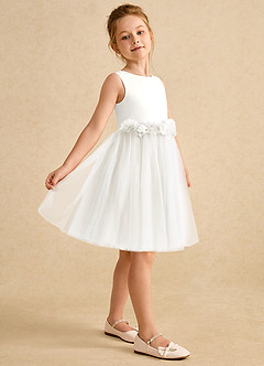 Azazie Louisa Flower Girl Dresses Ivory A-Line Sleeveless Tulle Dress image5