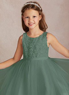 Azazie Calla Flower Girl Dresses Eucalyptus Ball-Gown Lace Tulle Dress image1