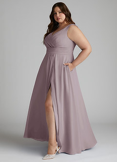 Azazie Karina Bridesmaid Dresses Dusk A-Line Pleated Chiffon Dress image8