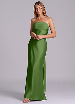 Azazie Ailanie Brudtärnklänningar Klä av Tubklänning i Stretch Satin Axelbandslös Basilika image3