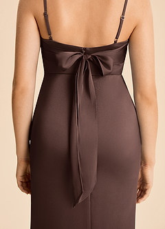 Azazie Mia Junior Robe Sirène en Satin extensible Plissé Ganache image6
