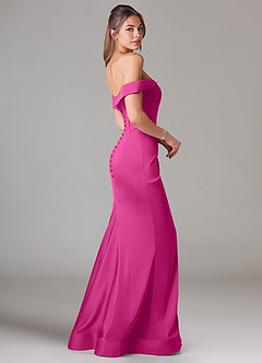 Azazie Everly Vestidos de damas de honor Vestido de Fucsia de Satén Elástico de Corte Sirena Convertible con Vestidos sin tirantes image4