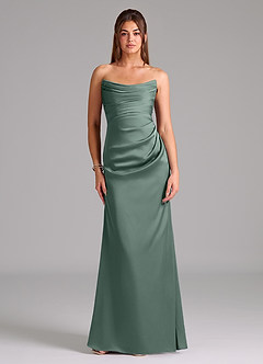 Azazie Lucille Bridesmaid Dresses Sea Moss Mermaid Strapless Stretch Satin Convertible Dress image1