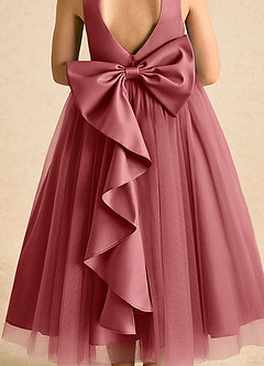 Azazie Solia Abiti da Ragazza di Fiori Abito Principessa in Tulle Fiocco Rosa Antica image7