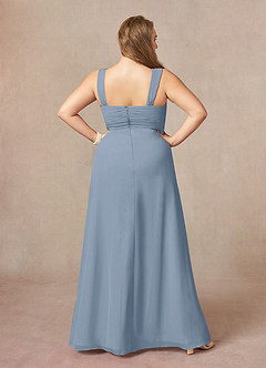 Azazie Weisz Kleider für die Brautmutter A-Linie Quadratischer Ausschnitt Gefaltet Chiffon Kleid Staubblau image6