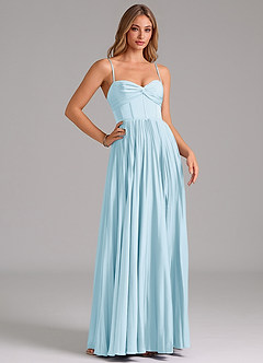 Azazie Akiko Bridesmaid Dresses Sky Blue A-Line Sweetheart Neckline Stretch Satin Dress image3