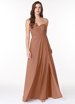 Azazie Arabella Allure Vestidos de damas de honor Vestido de Bronceador de Gasa de Corte en A Convertible con Escote de Corazón image4