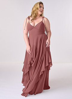 Barbie ♥ Azazie Brautjungfernkleider A-Linie Schleifen Chiffon Kleid Amethyst image8