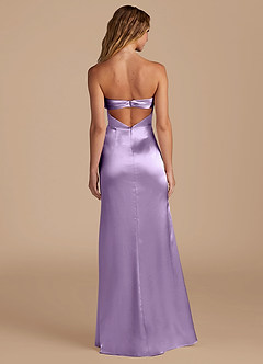 Azazie Leonis Bridesmaid Dresses Lilac Mermaid Pleated Metallic Satin Convertible Dress image6