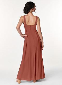 Azazie Simoan Junior Abito A-Line in Chiffon Scollo a Cuore Auburn image2