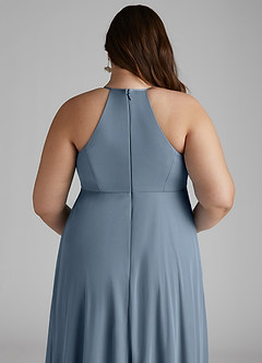 Azazie Annabelle Maternity Bridesmaid Dresses A-Line V-Neck Pleated Mesh Floor-Length Dress image10