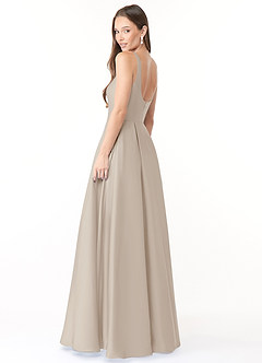 Azazie Neve Bridesmaid Dresses Frost Ball-Gown with Pockets Stretch Satin Dress image4