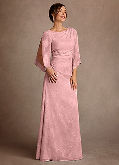 Azazie Anaheim Mother of the Bride Dresses Dusty Rose Sheath Pleated Floral Burnout Dress image3