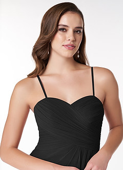Azazie Arabella Allure Abiti da Damigella Abito Convertibile A-Line in Chiffon Scollo a Cuore Nero image6
