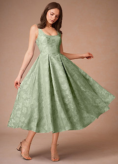 Briac Light Green A-line Midi Dress image3