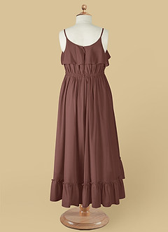Azazie Karmen Flower Girl Dresses Espresso A-Line Ruched Chiffon Dress image10