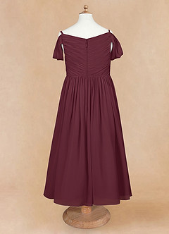 Azazie Chelle Flower Girl Dresses Cabernet A-Line Pleated Chiffon Dress image7