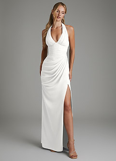 Azazie Tina Bridesmaid Dresses White Mermaid Corset Chiffon Dress image1